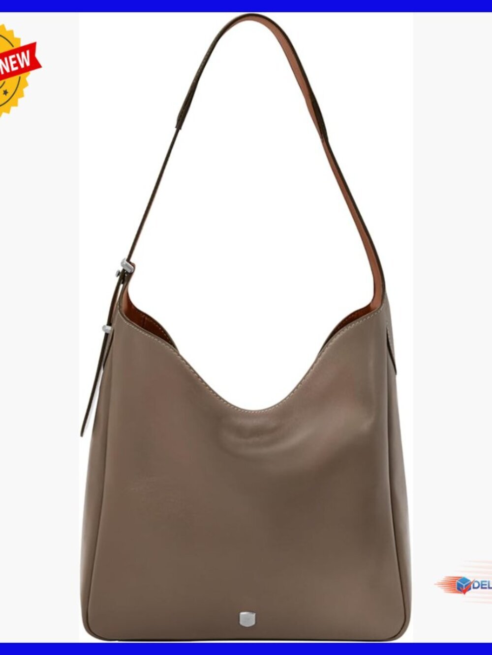 Genuine Leather Hobo Bag with Adjustable Strap, Fits iPad Pro
